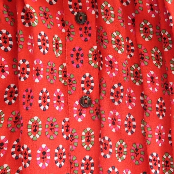 Anthropologie Maeve Vicki Red Sleeveless Button-down Shirt Dress Red Geometric 9 - Picture 15 of 16